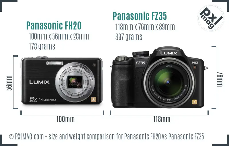 Panasonic FH20 vs Panasonic FZ35 size comparison Panasonic FH20 vs Panasonic FZ35 size comparison