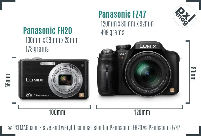 Panasonic FH20 vs Panasonic FZ47 size comparison