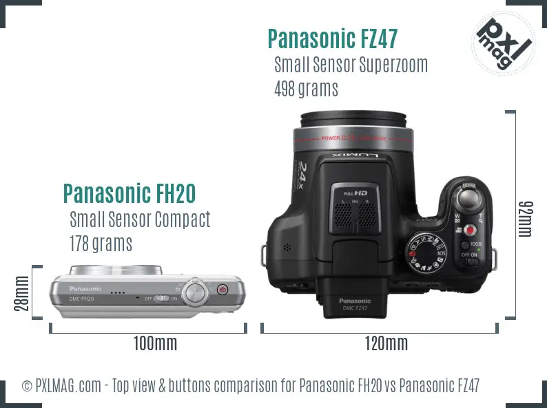 Panasonic FH20 vs Panasonic FZ47 top view buttons comparison