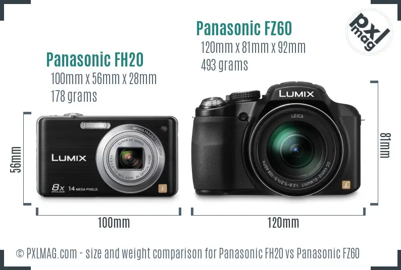 Panasonic FH20 vs Panasonic FZ60 size comparison