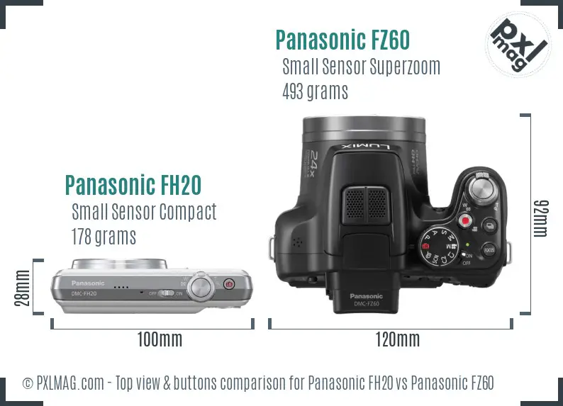 Panasonic FH20 vs Panasonic FZ60 top view buttons comparison