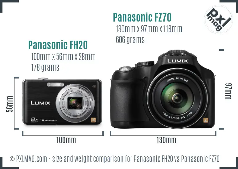 Panasonic FH20 vs Panasonic FZ70 size comparison