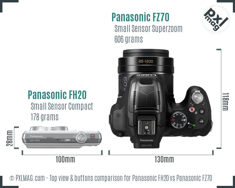 Panasonic FH20 vs Panasonic FZ70 top view buttons comparison