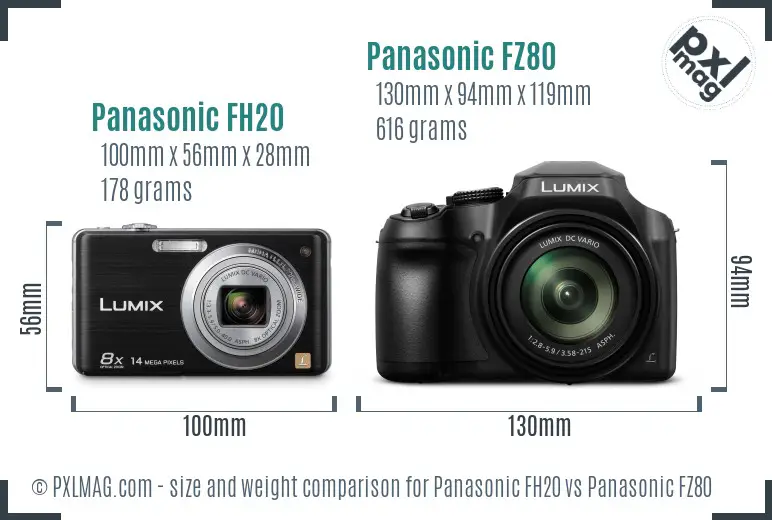 Panasonic FH20 vs Panasonic FZ80 size comparison