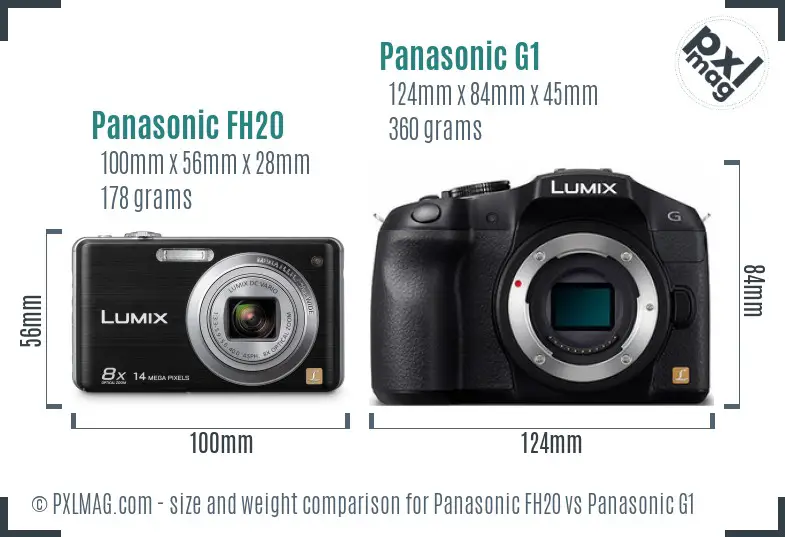 Panasonic FH20 vs Panasonic G1 size comparison