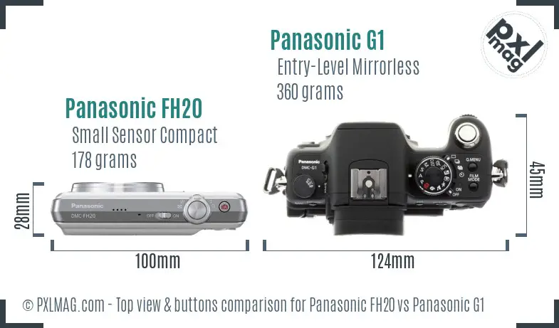 Panasonic FH20 vs Panasonic G1 top view buttons comparison