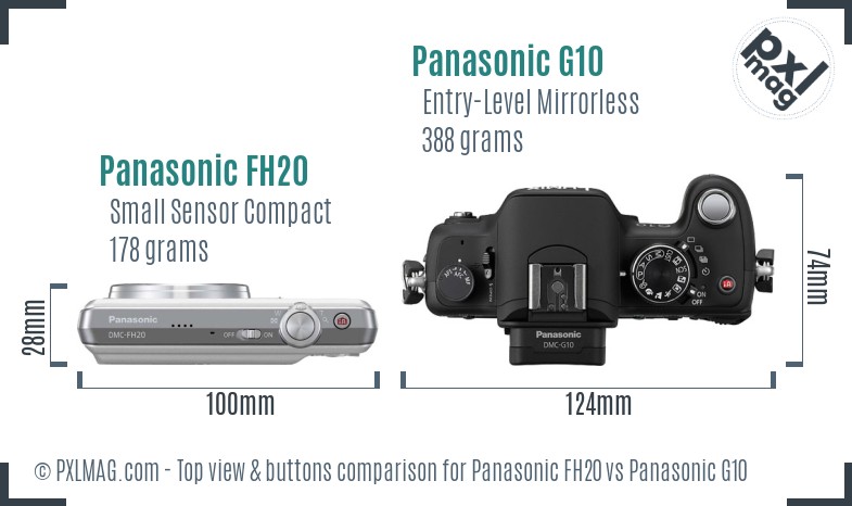 Panasonic FH20 vs Panasonic G10 top view buttons comparison