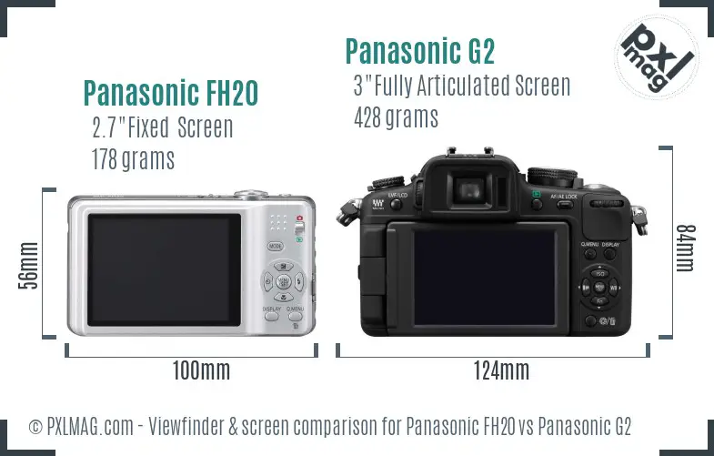 Panasonic FH20 vs Panasonic G2 Screen and Viewfinder comparison