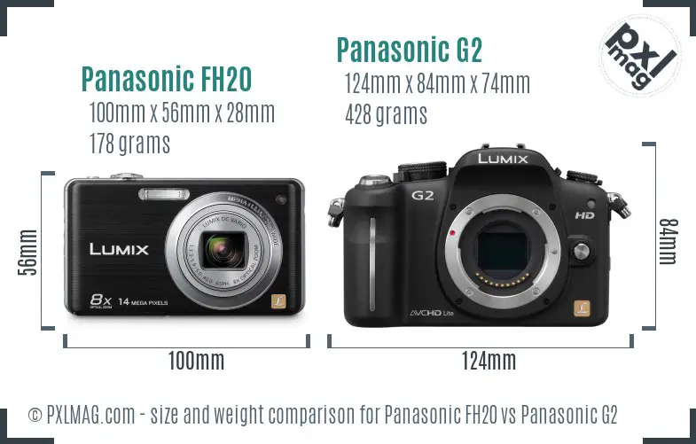 Panasonic FH20 vs Panasonic G2 size comparison