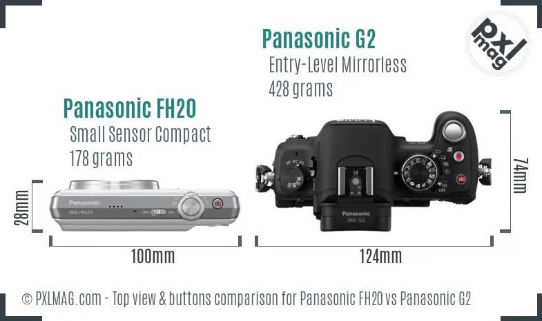 Panasonic FH20 vs Panasonic G2 top view buttons comparison