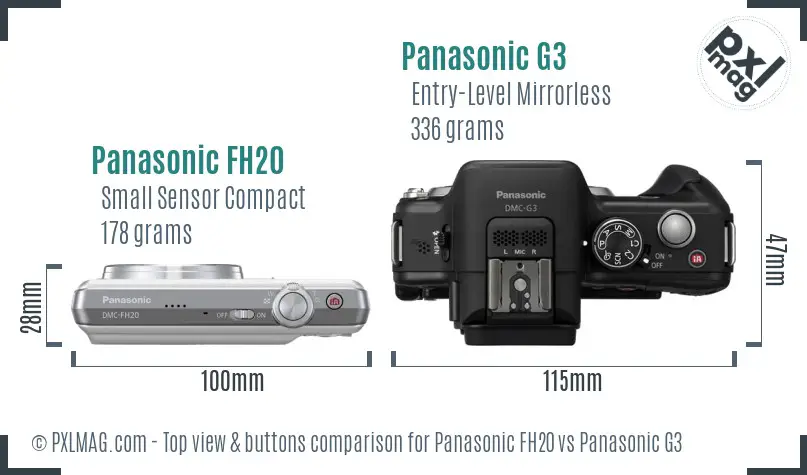 Panasonic FH20 vs Panasonic G3 top view buttons comparison