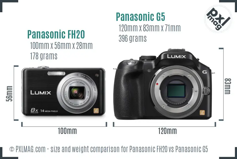 Panasonic FH20 vs Panasonic G5 size comparison Panasonic FH20 vs Panasonic G5 size comparison