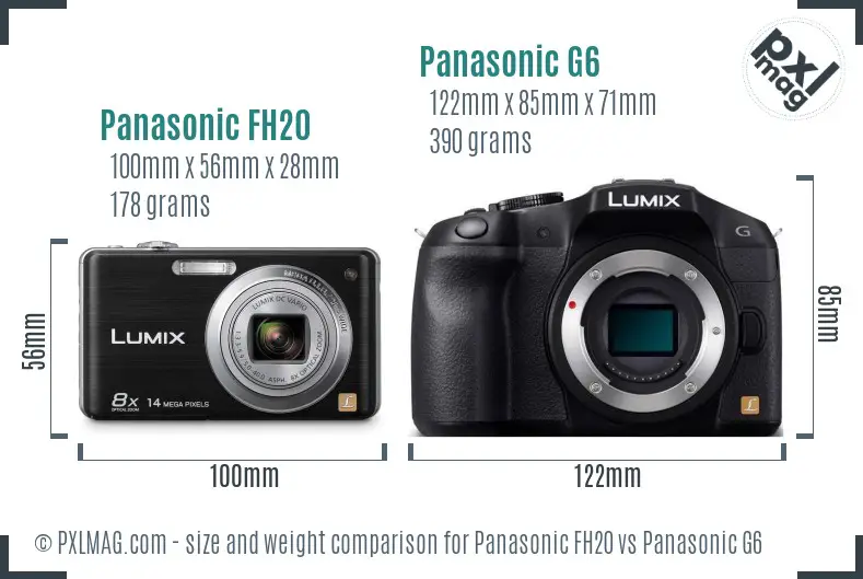 Panasonic FH20 vs Panasonic G6 size comparison