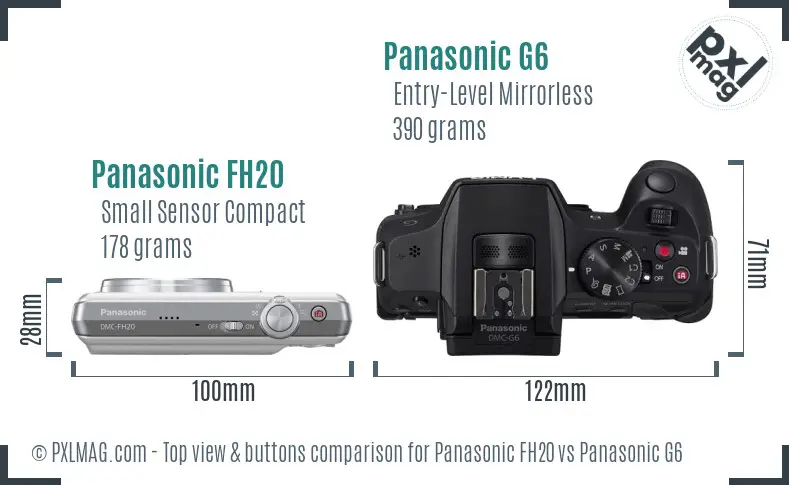 Panasonic FH20 vs Panasonic G6 top view buttons comparison