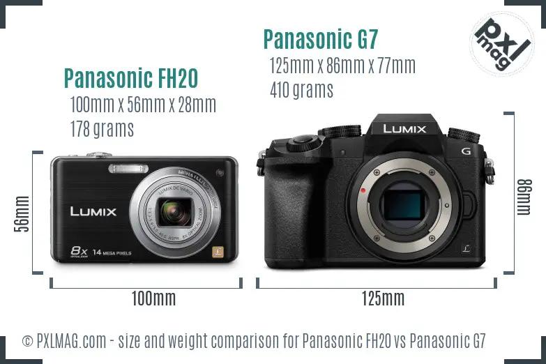 Panasonic FH20 vs Panasonic G7 size comparison