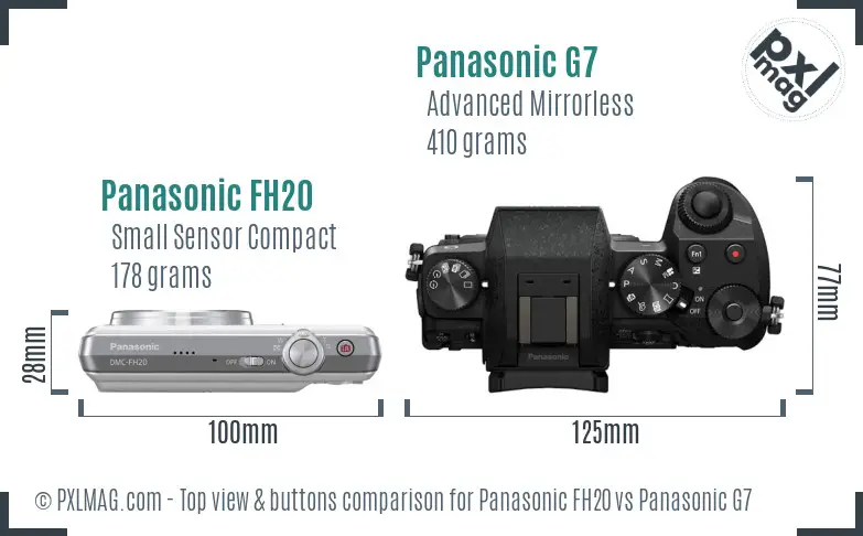 Panasonic FH20 vs Panasonic G7 top view buttons comparison