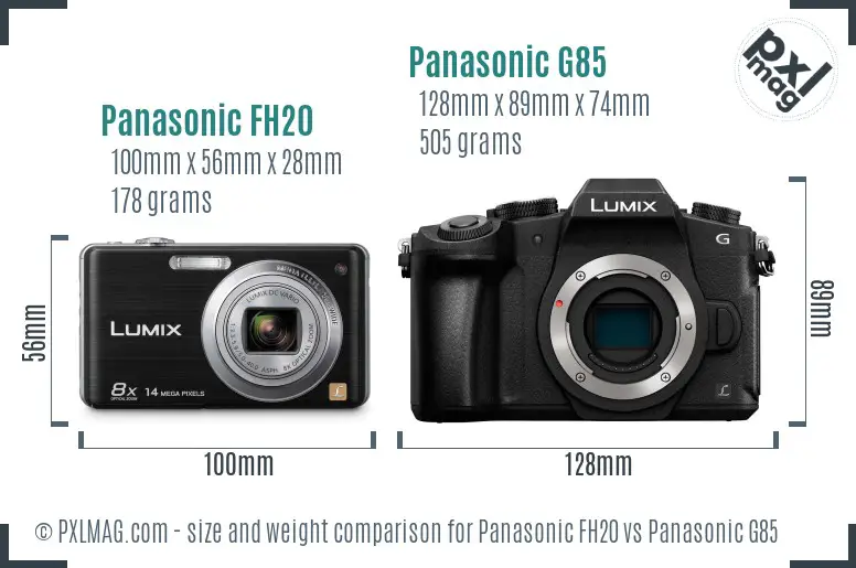 Panasonic FH20 vs Panasonic G85 size comparison