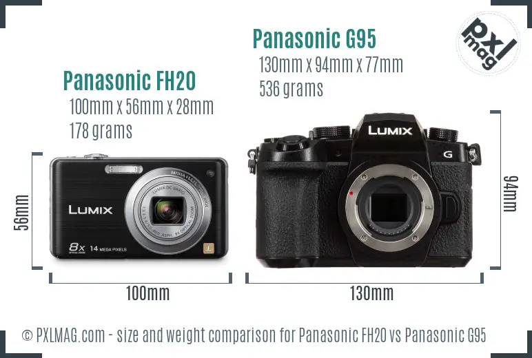 Panasonic FH20 vs Panasonic G95 size comparison