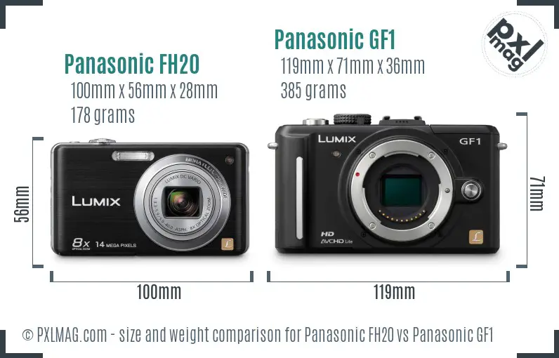 Panasonic FH20 vs Panasonic GF1 size comparison