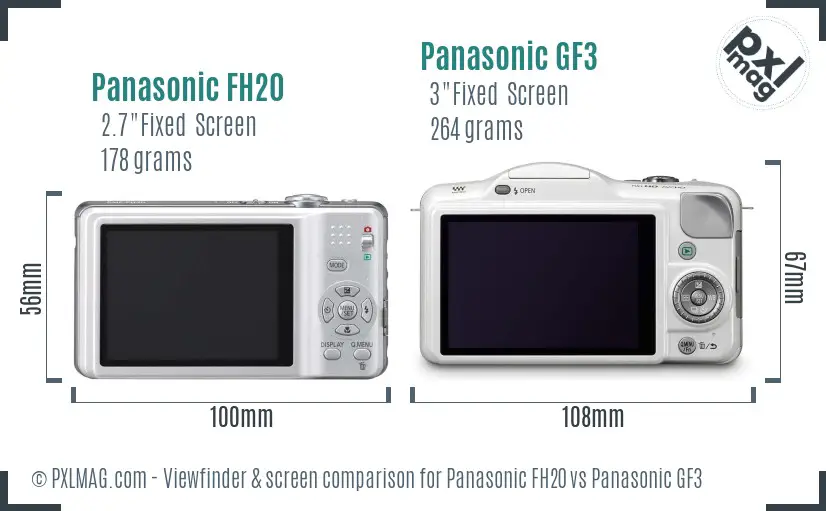 Panasonic FH20 vs Panasonic GF3 Screen and Viewfinder comparison