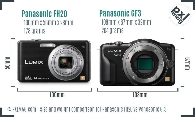 Panasonic FH20 vs Panasonic GF3 size comparison