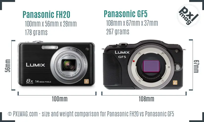 Panasonic FH20 vs Panasonic GF5 size comparison Panasonic FH20 vs Panasonic GF5 size comparison