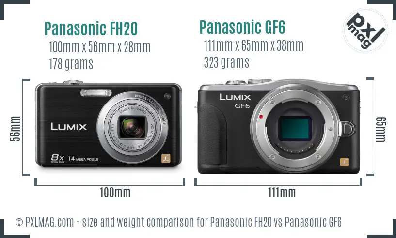 Panasonic FH20 vs Panasonic GF6 size comparison