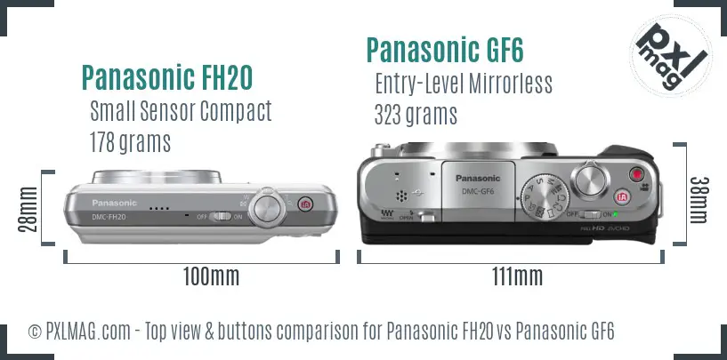 Panasonic FH20 vs Panasonic GF6 top view buttons comparison