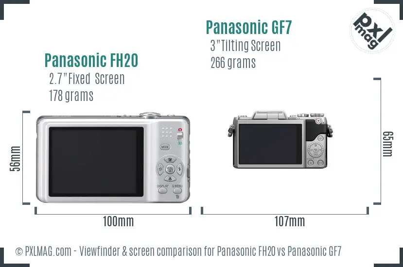 Panasonic FH20 vs Panasonic GF7 Screen and Viewfinder comparison