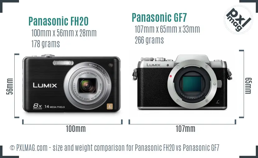 Panasonic FH20 vs Panasonic GF7 size comparison