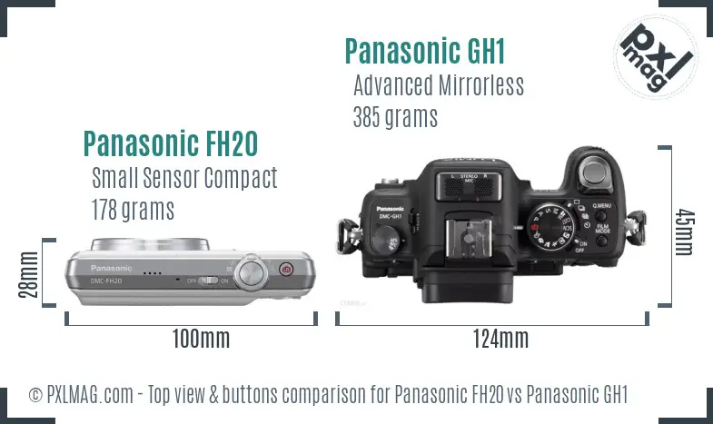 Panasonic FH20 vs Panasonic GH1 top view buttons comparison