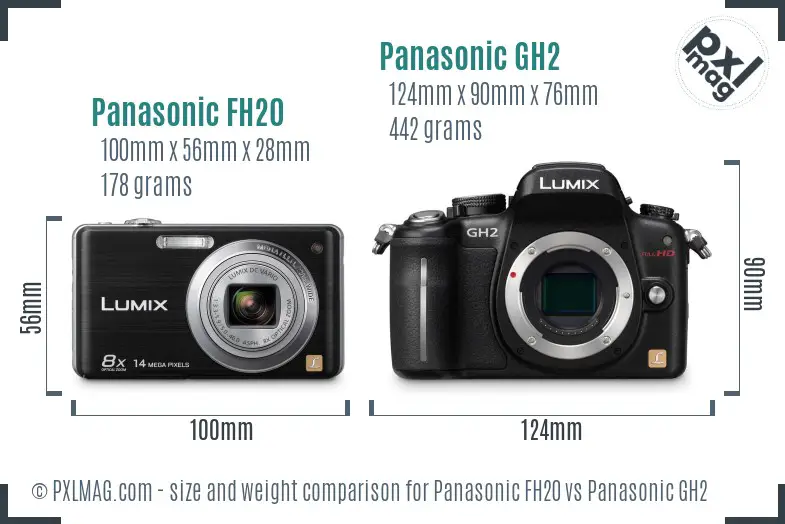 Panasonic FH20 vs Panasonic GH2 size comparison