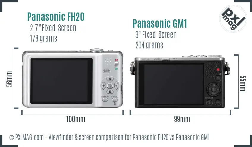 Panasonic FH20 vs Panasonic GM1 Screen and Viewfinder comparison