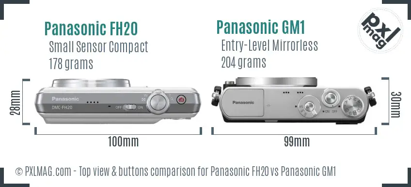 Panasonic FH20 vs Panasonic GM1 top view buttons comparison