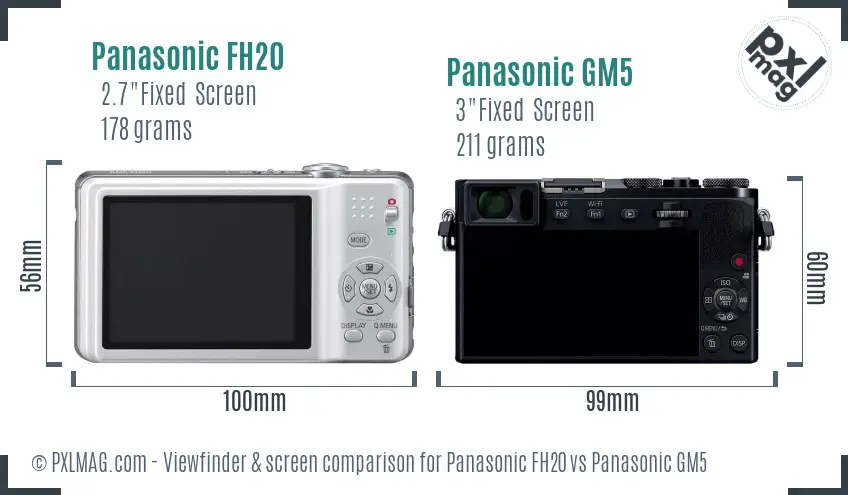 Panasonic FH20 vs Panasonic GM5 Screen and Viewfinder comparison