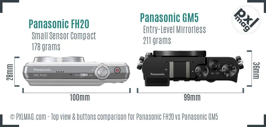 Panasonic FH20 vs Panasonic GM5 top view buttons comparison