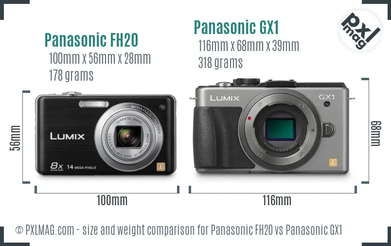 Panasonic FH20 vs Panasonic GX1 size comparison