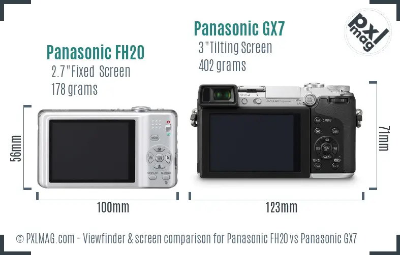 Panasonic FH20 vs Panasonic GX7 Screen and Viewfinder comparison Panasonic FH20 vs Panasonic GX7 Screen and Viewfinder comparison