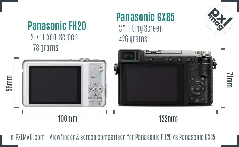 Panasonic FH20 vs Panasonic GX85 Screen and Viewfinder comparison