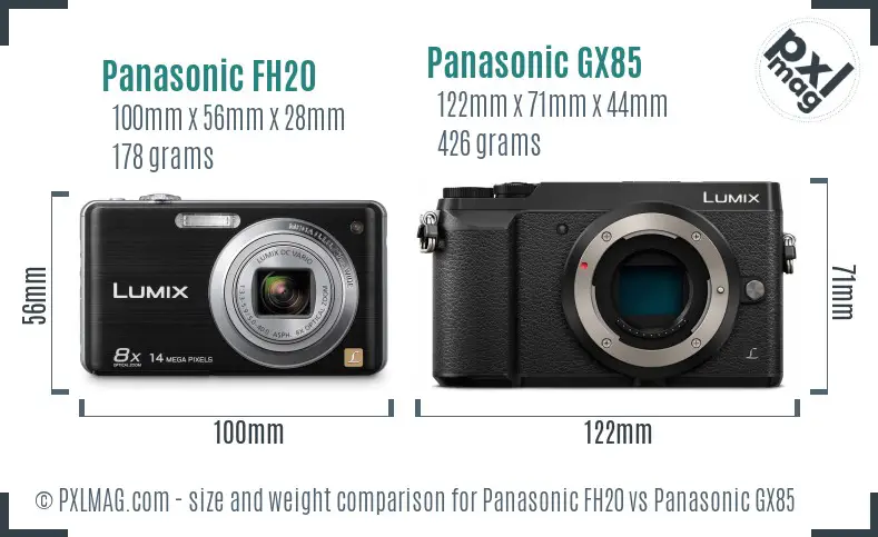 Panasonic FH20 vs Panasonic GX85 size comparison