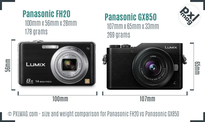 Panasonic FH20 vs Panasonic GX850 size comparison