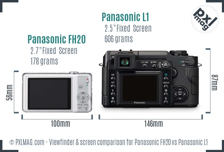 Panasonic FH20 vs Panasonic L1 Screen and Viewfinder comparison