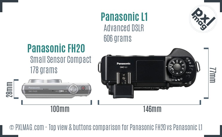 Panasonic FH20 vs Panasonic L1 top view buttons comparison