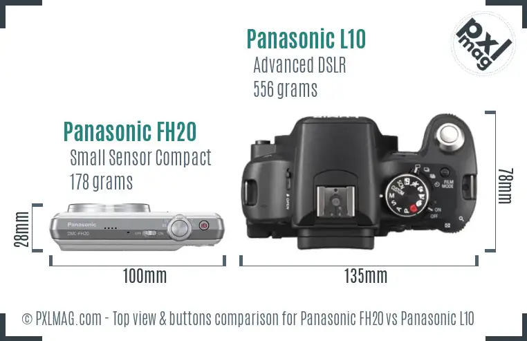 Panasonic FH20 vs Panasonic L10 top view buttons comparison