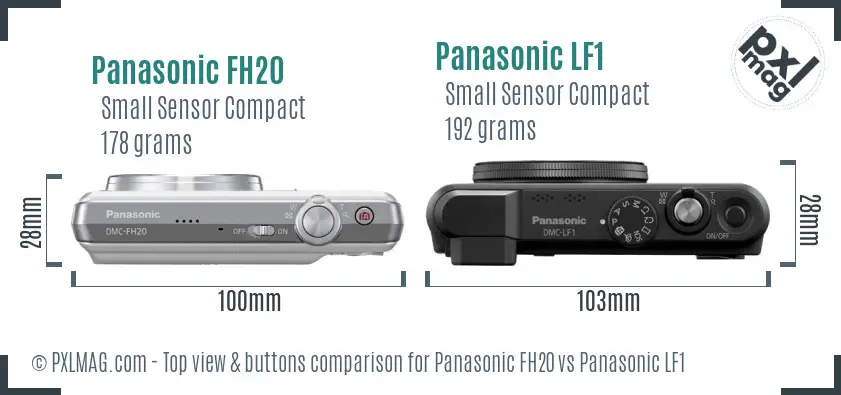 Panasonic FH20 vs Panasonic LF1 top view buttons comparison