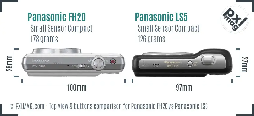 Panasonic FH20 vs Panasonic LS5 top view buttons comparison