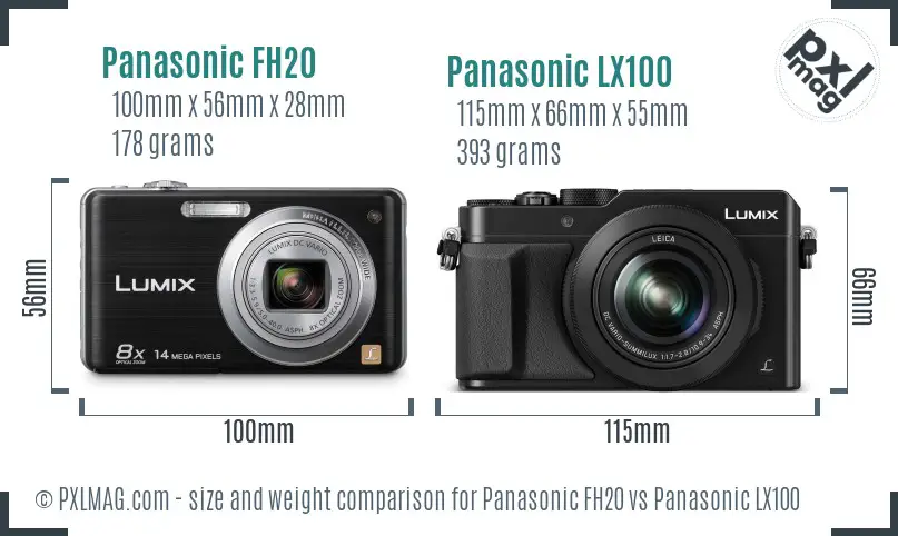 Panasonic FH20 vs Panasonic LX100 size comparison Panasonic FH20 vs Panasonic LX100 size comparison