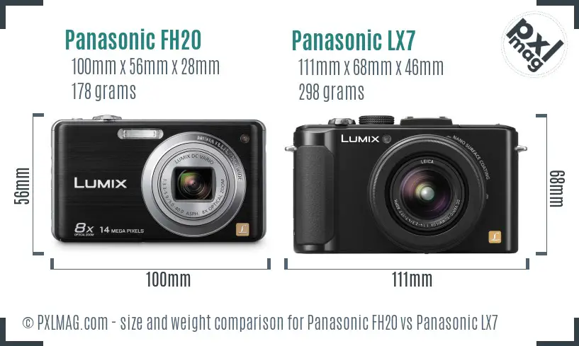 Panasonic FH20 vs Panasonic LX7 size comparison