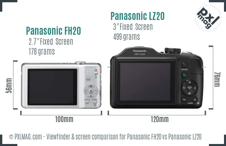 Panasonic FH20 vs Panasonic LZ20 Screen and Viewfinder comparison