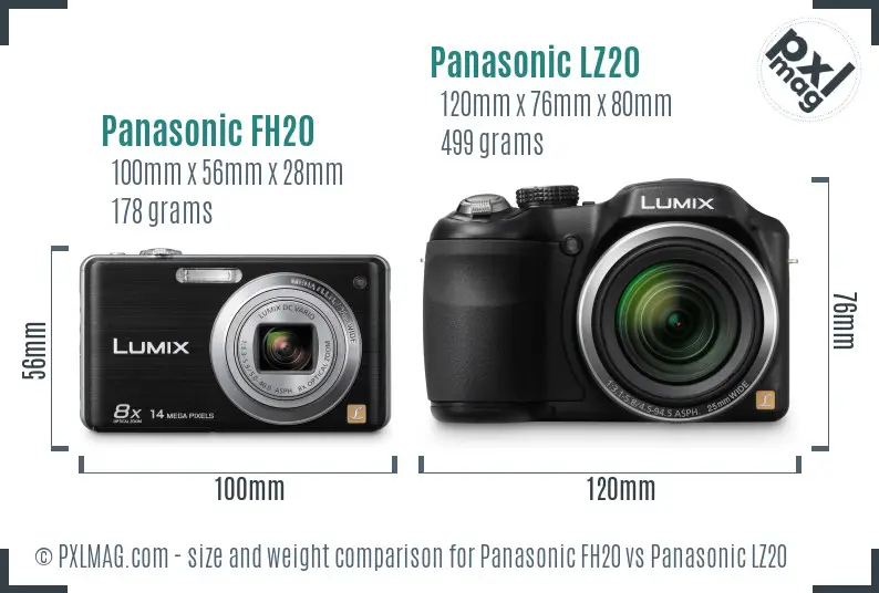 Panasonic FH20 vs Panasonic LZ20 size comparison